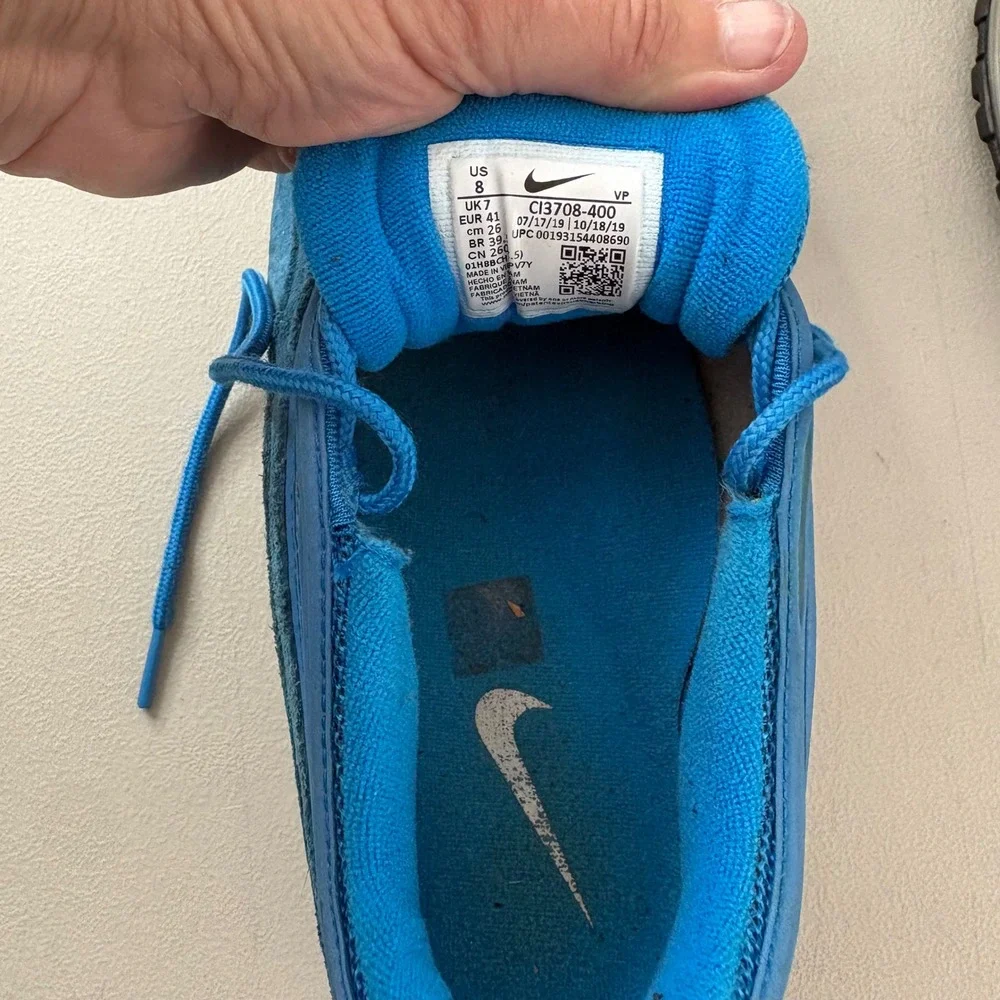 Nike Air Max 97 Blue Suede Mesh Sneakers Gold Swoosh CI3708-400 Mens 8